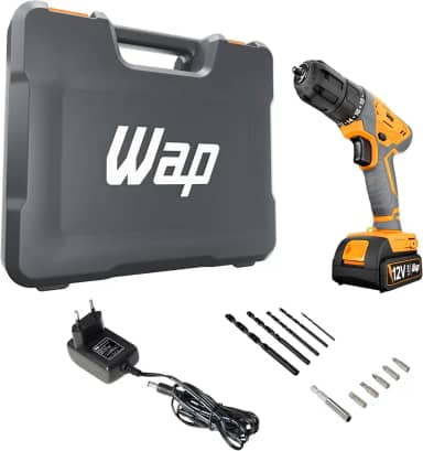 WAP Parafusadeira Furadeira à Bateria 3/8' 12V WF 12K3.2 com 18 Níveis de Torque, 2 Níveis de Velocidades e Maleta