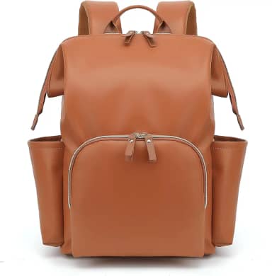 Mochila Maternidade Elegante, Bolsa para Fraldas em PU, Multifuncional com Compartimentos