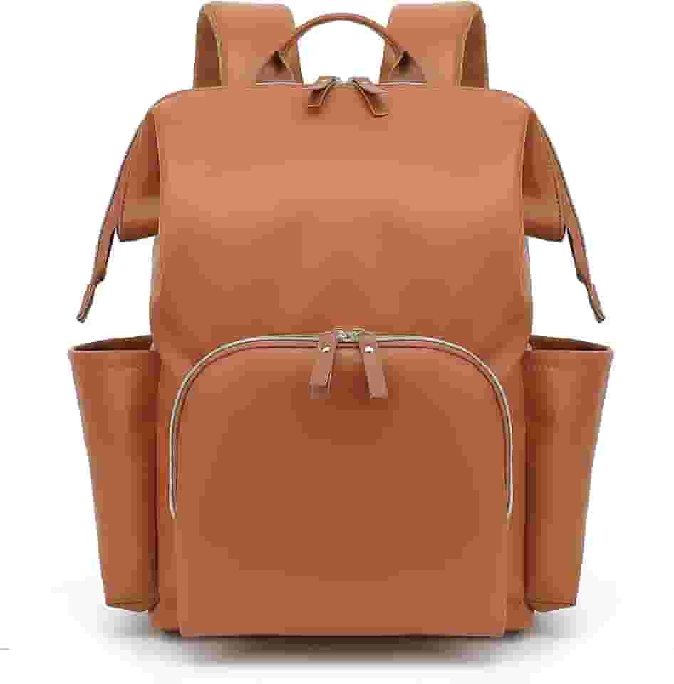 Mochila Maternidade Elegante, Bolsa para Fraldas em PU, Multifuncional com Compartimentos