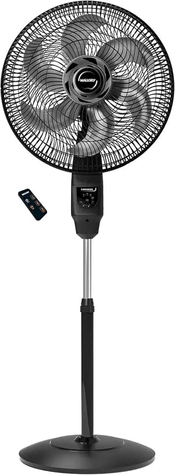 Ventilador de Coluna Mallory Chronos 140W, Silencioso, Com Controle Remoto, Hélice de 6 pás, Auto Desligamento Programável de até 7 Horas- PR – GR - 127V
