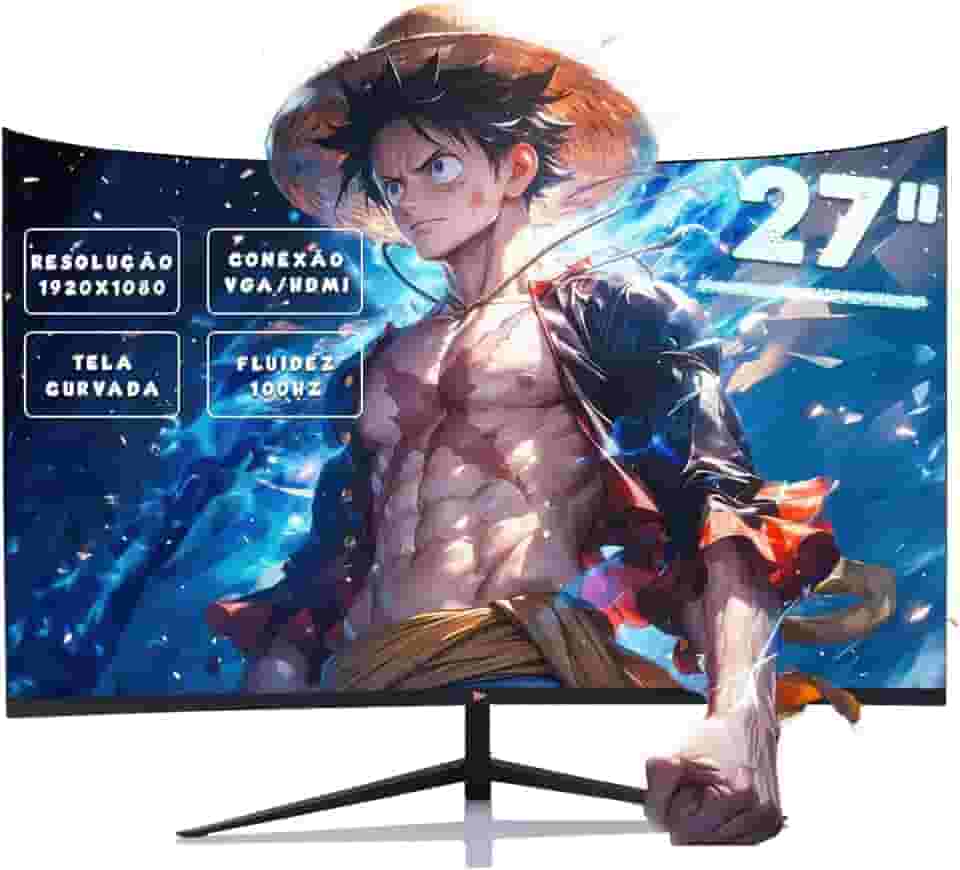 Monitor Gamer LED Curvo, 27 Polegadas, Full HD, 100Hz, 1ms, Preto
