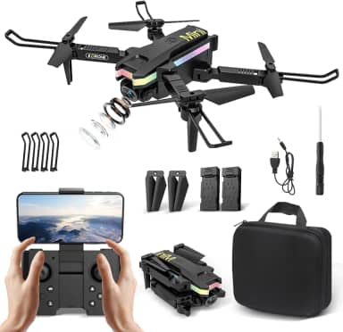 Mini Pro Drone com Câmera 4K, Controle Remoto Drones, 60 Minutos de Autonomia, Controle Remoto, 100m de Alcance Gps Profissional Drone Fpv, 2 Baterias 3.7V 1800mAh, Ângulo Ultra Grande 110° (XT8)