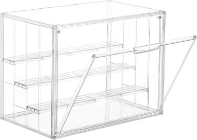 Attelite Vitrine De Acrílico, Atualização De 4 Camadas, Vitrine Transparente Com 3 Divisórias Ajustáveis, Caixa De Armazenamento Grande Empilhável Com Porta Magnética Para Bonecos De Ação Colecionáv