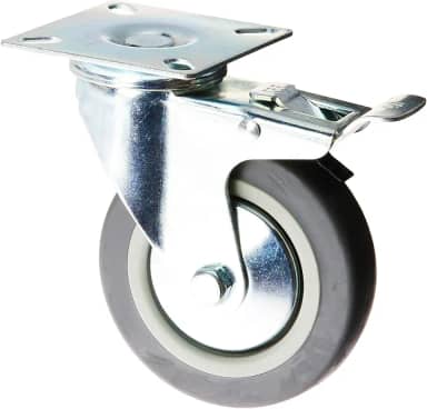 Mtx Rodizio De Borracha Cinza Giratorio Com Freio 4-100 Mm Suporta Até 55 Kg