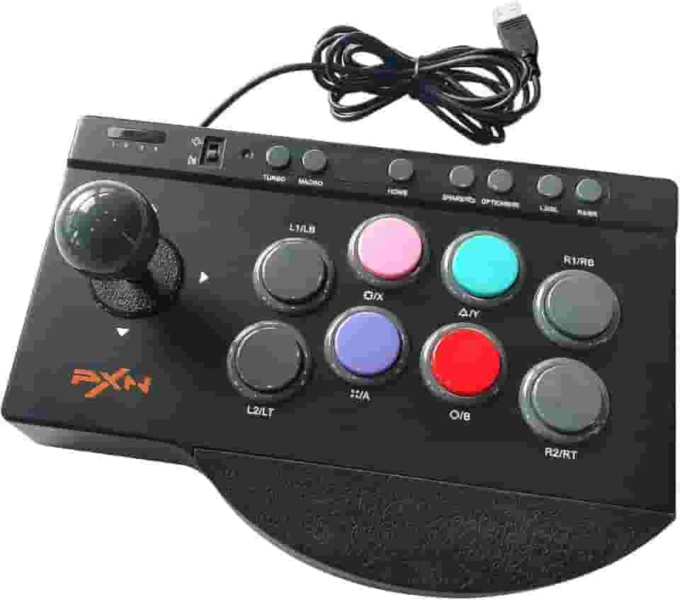 PXN Arcade Fight Stick 0082 Fight Stick Arcade Game Fighting Joystick PC with Turbo/Macro Functions Compatible with PC, PS4, PS3, Xbox One, Xbox Series X|S, Android TV Box, Switch
