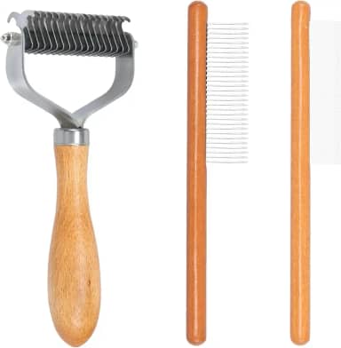 Ancinho de subpelo para cães, escova para cães de aço inoxidável, pente de metal para remover pelos soltos, escova prática de remoção de pelos para cães de estimação, gatos, cães, emaranhados