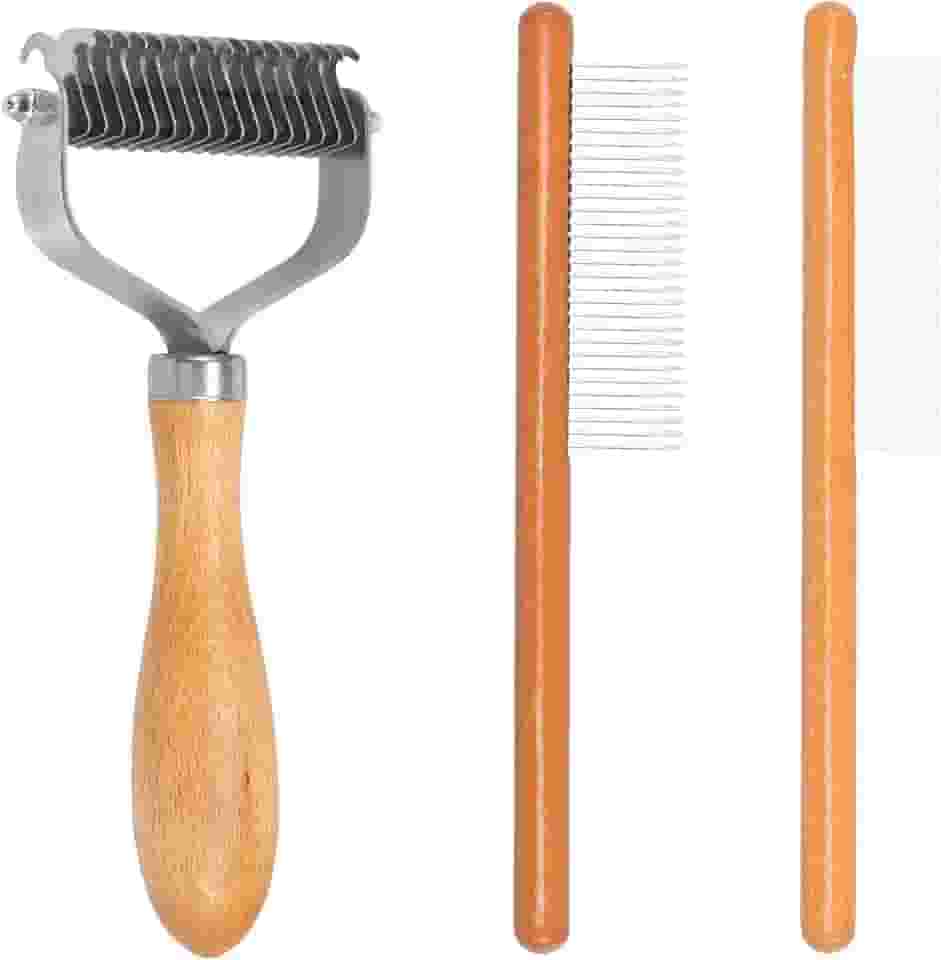 Ancinho de subpelo para cães, escova para cães de aço inoxidável, pente de metal para remover pelos soltos, escova prática de remoção de pelos para cães de estimação, gatos, cães, emaranhados