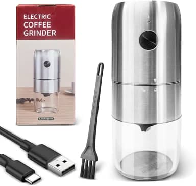 Moedor de Café Elétrico, Moedor De Café Elétrico Premium Portátil, Triturador Potente, Recarregável USB Cafeteira Moedora de Grao de Cafe, Compacto e Portátil, Ajustável