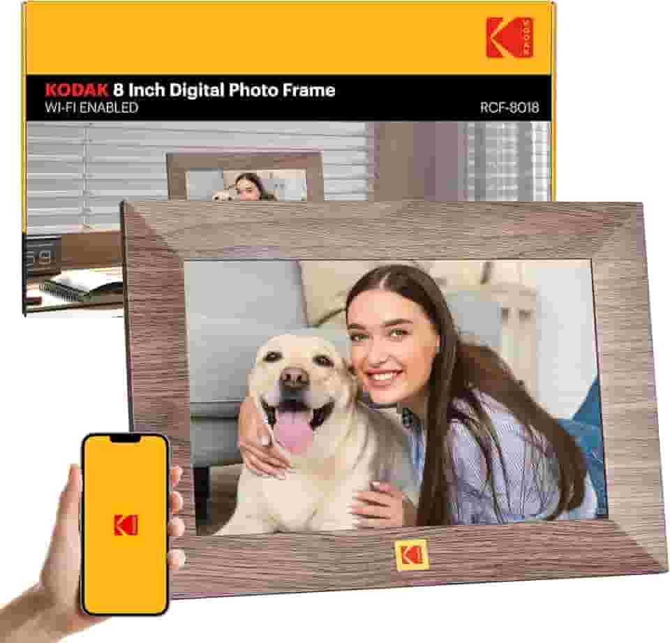 KODAK Moldura digital WiFi de 20 cm, moldura digital de tela sensível ao toque HD de 1280 x 800 IPS com 32 GB de armazenamento, fácil configuração para compartilhar fotos ou vídeos instantaneamente de