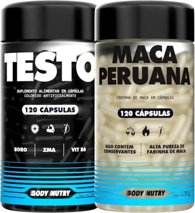 Kit Maca Peruana Amarela 2500mg 120 Capsulas Sem Gluten + Testo Vitaminas e minerais com Boro 120 Capsulas