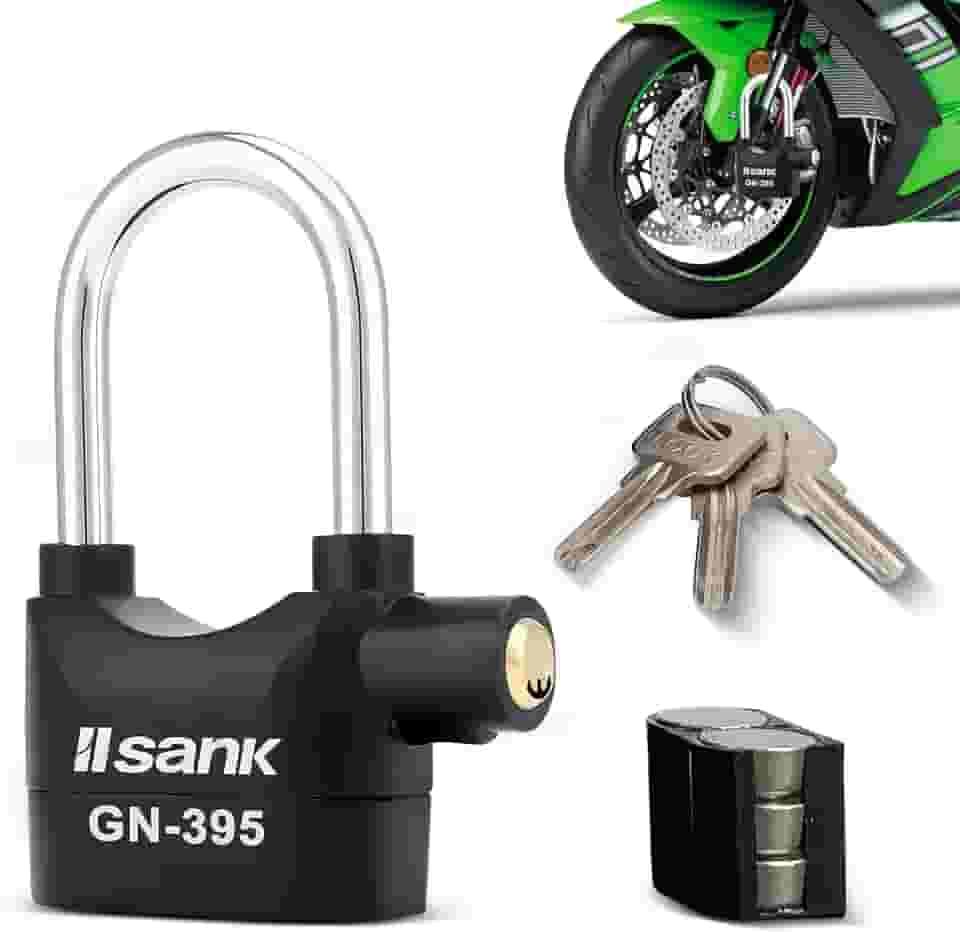 Cadeado Para Bicicleta Moto, Cadeado Bicicleta, Som de Alarme de 110 dB, Sensor de Movimento, 3 Chaves, Bateria tipo botão, Trava de Alarme Inteligente (Versão longa)