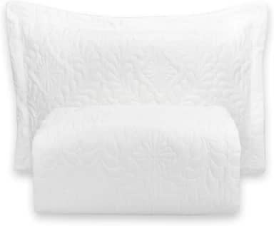 Kit Colcha Cobre Leito Camili Solteiro Dupla Face 2 Peças Ultrassônico (Branco)