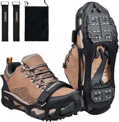 JSHANMEI Traction Ice Cleat Spikes Crampons Snow Grips antiderrapante, seguro para proteção, calçado elástico sem cadarço para caminhadas, caminhadas, na neve e no gelo