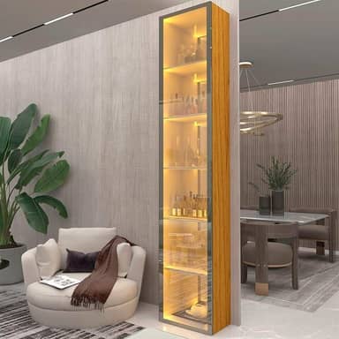 Cristaleira 1 Porta Reflecta com Fita Led com Espelho Luminare 100% Mdf Naturale