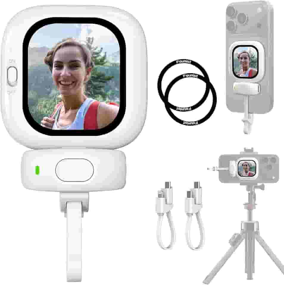 Vlogmate Mini Phone Vlog Selfie Monitor de tela, suporte de telefone para câmera traseira Selfies/Vlogging/Live/TikTok, tela de selfie compatível com iPhone Back Camera Monitor Screen