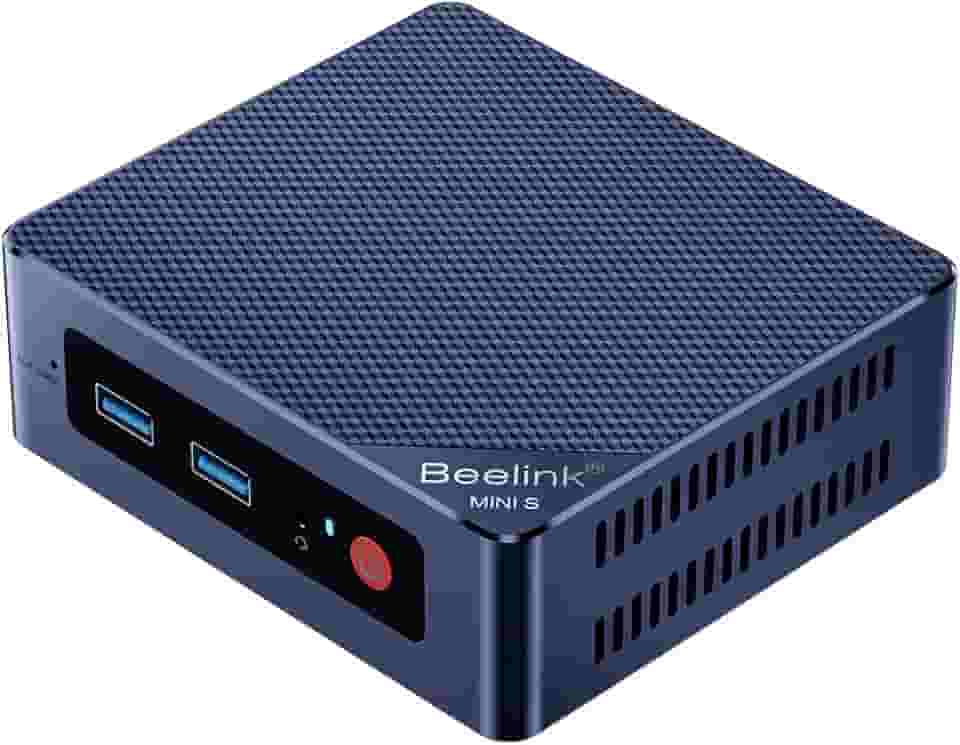 Beelink Mini PC MINIS 12 com processador N95 (até 3,4 GHz), computadores desktop 8G DDR4 RAM 256G SSD, PC pequeno 4K UHD Dual HDMI, 2.4G+5G WiFi Gigabit Ethernet/BT4.0 para