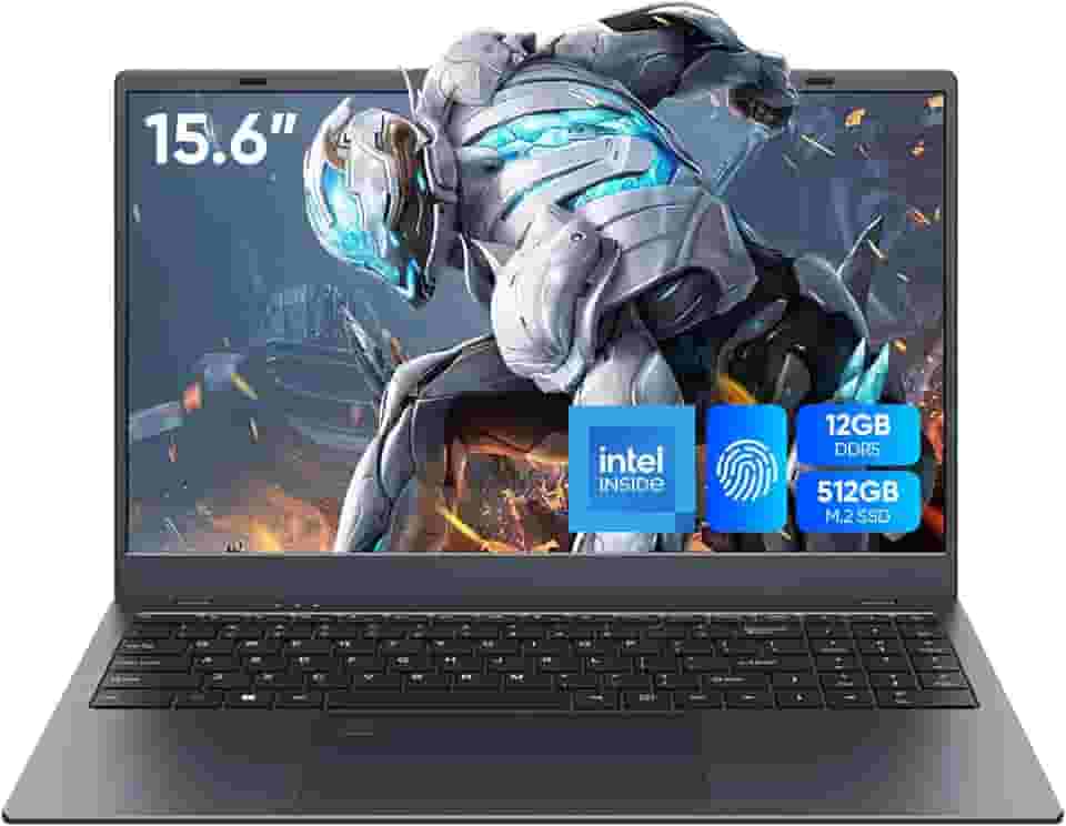 Laptop de 15,6 polegadas, tela IPS 1920 x 1080, RAM DDR5 de 12 GB / SSD de 512 GB, processador N95 (Beats N5095), notebook PC, suporta impressão digital, WiFi 5, BT, teclado de tamanho