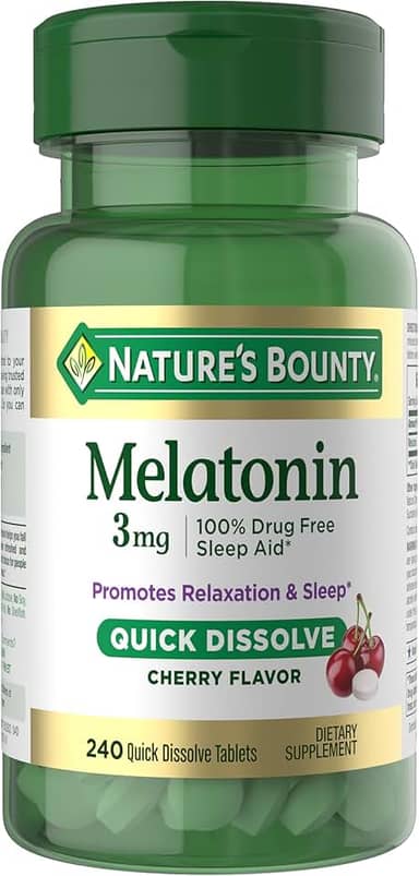 Nature’s Bounty Melatonina 3mg, Suporte, relaxamento e sono, 240 cápsulas de rápida absorção