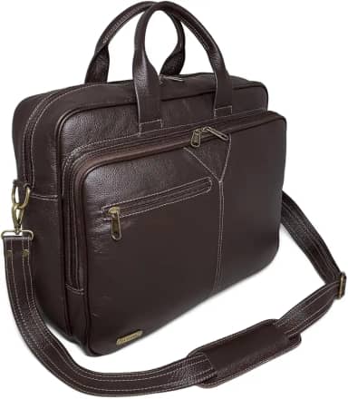 Pasta Executiva Grande De Couro Para Notebook 17,3 Polegadas Cor:Marrom Escuro