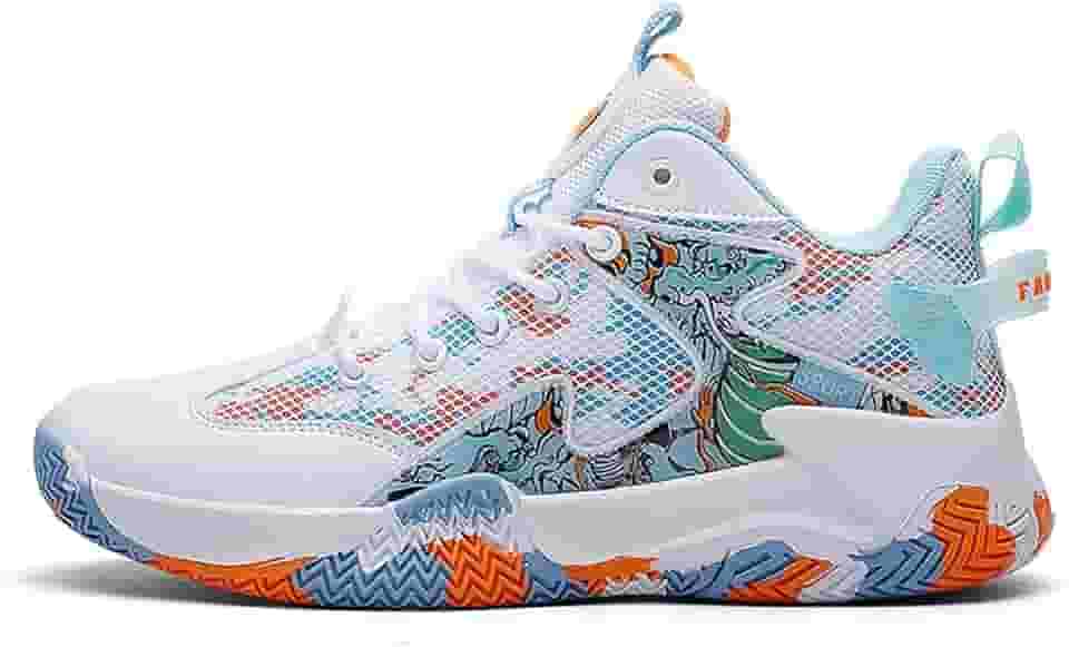 Bolognifi Tênis de basquete masculino antiderrapante para treinamento ao ar livre Botas de basquete respiráveis e confortáveis Presente (Color : White, Size : 37 BR)