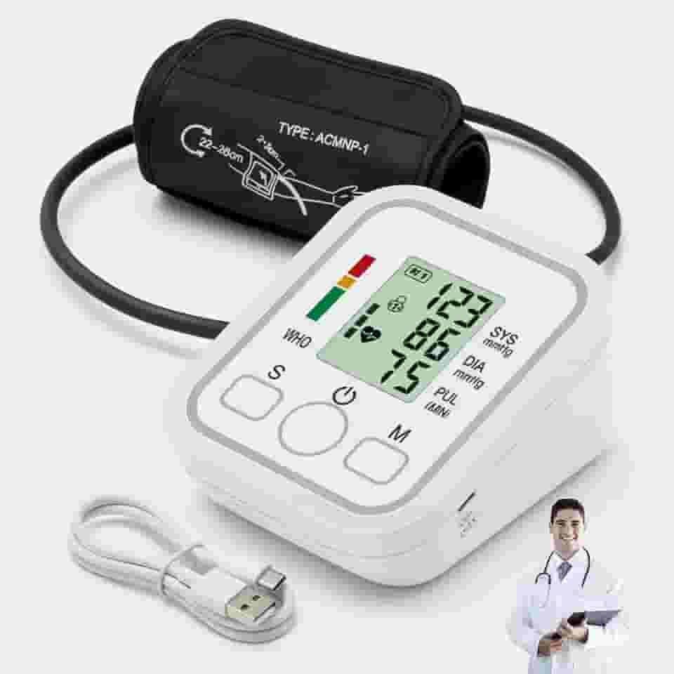 Medidor de Pressão Arterial Digital Automático de Braço com Voz em Português Portátil Detecta Hipertensão e Batimentos Irregulares – Monitor Inteligente com Tela LCD Grande, Detecção de Arritmia, Memória para Leituras e Fácil de Usar