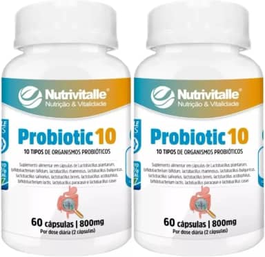 Probiotic 10 800 mg 60 Cápsulas Nutrivitalle Kit 2 Unidades