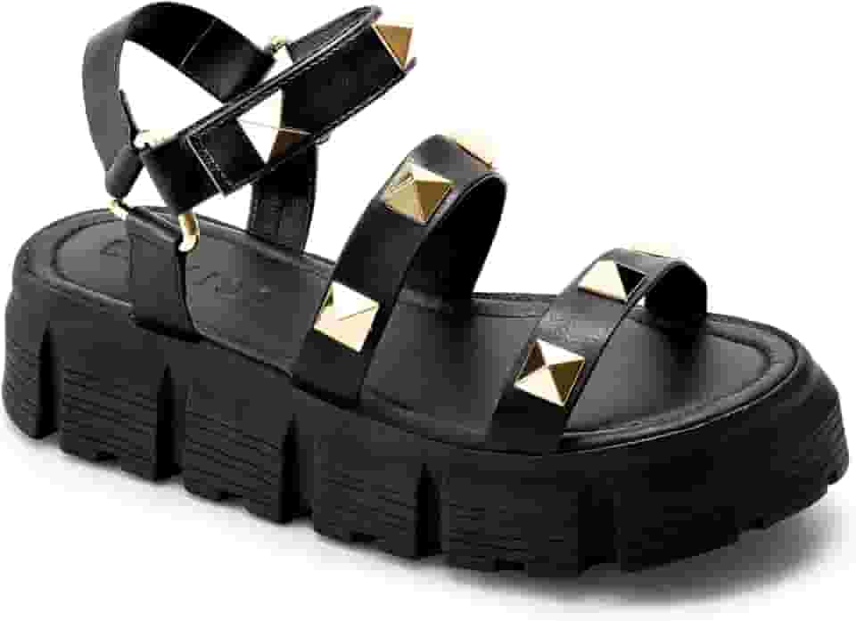 Sandália Papete Feminina Flatform Tratorada Pirâmide