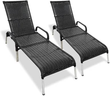Kit 2 Espreguiçadeiras Reclinável Alumínio Madrid (preto)