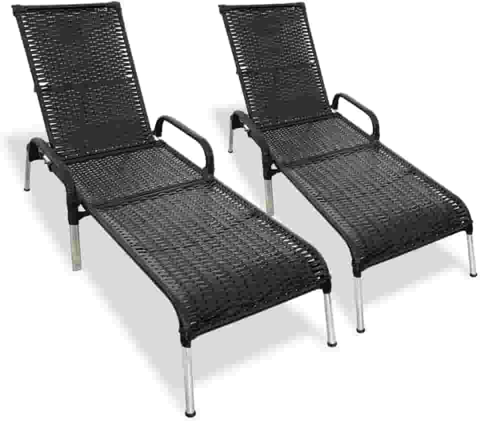 Kit 2 Espreguiçadeiras Reclinável Alumínio Madrid (preto)