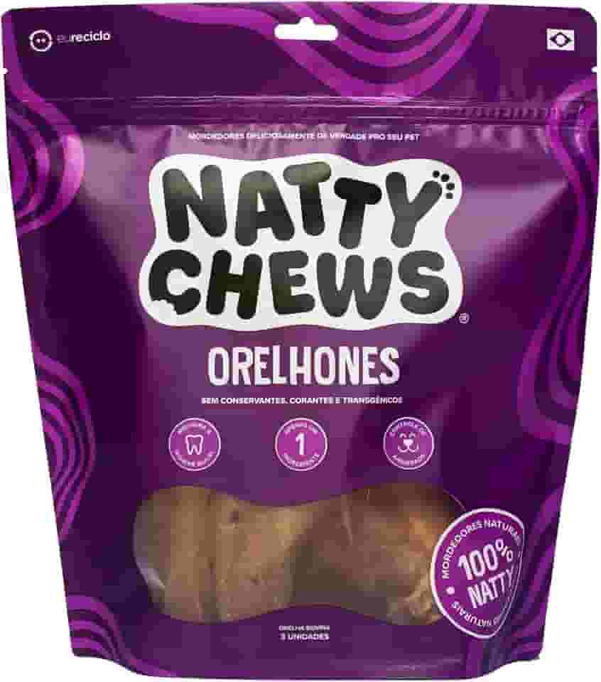 Mordedor Orelha Bovina Natural Desidratada Orelhones Natty Chews Para Cães - 3 Unidades