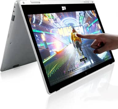Laptop Windows 2 em 1, laptop de 11,6 polegadas, 4 GB de RAM, armazenamento SSD de 128 GB, tablet conversível de 360 graus, processador Intel N4020, webcam, WiFi, tipo C, prata