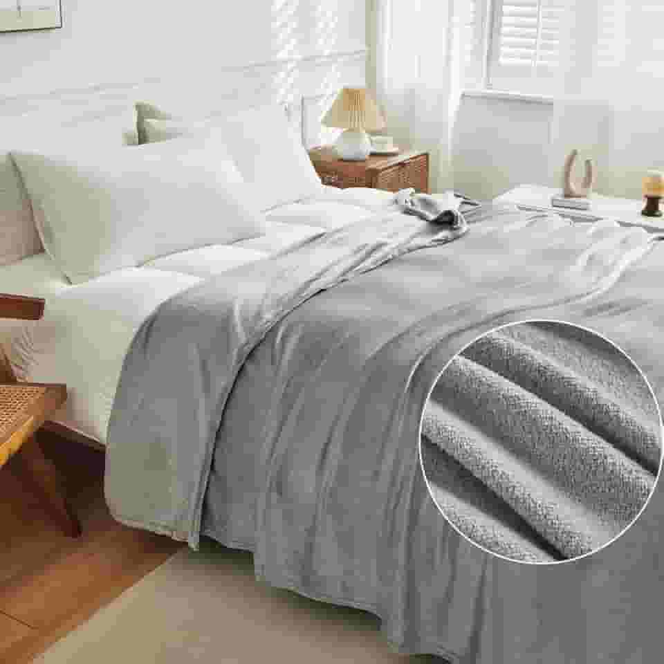 Cobertor Casal Manta Microfibra Fleece 1,80x2,00m (Cinza Claro)