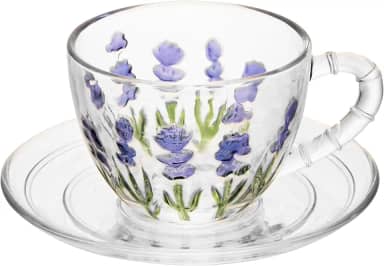 LYOR - Xícara de Chá Lavanda Hand Painting 220ml Cristal