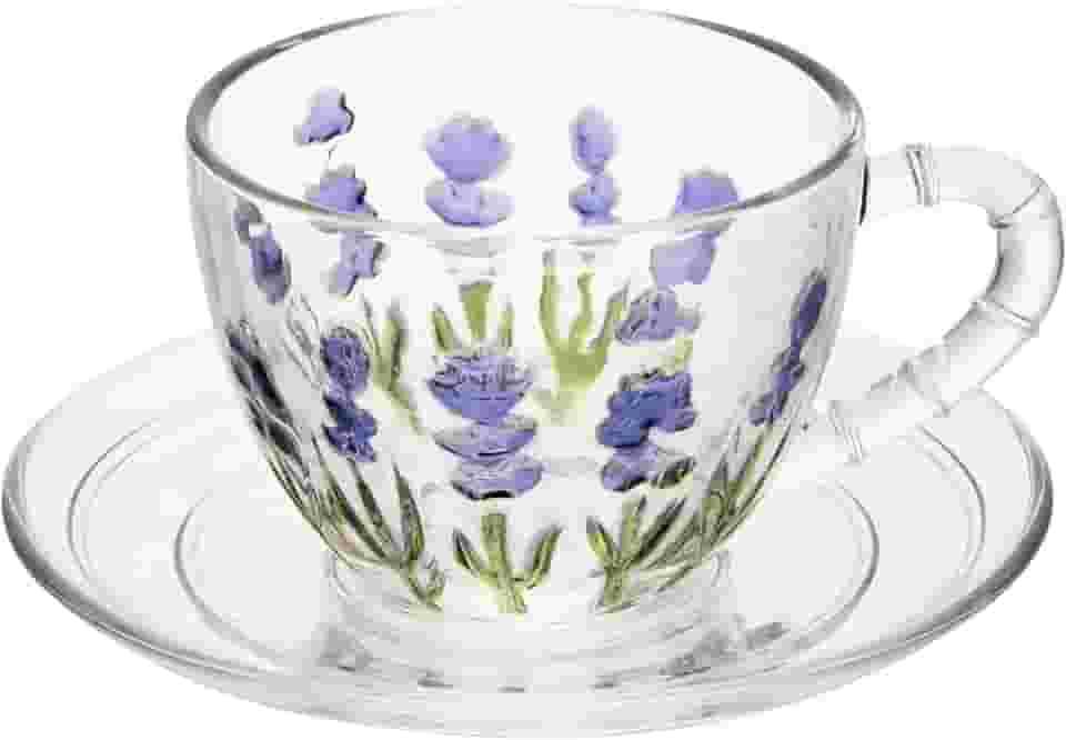 LYOR - Xícara de Chá Lavanda Hand Painting 220ml Cristal