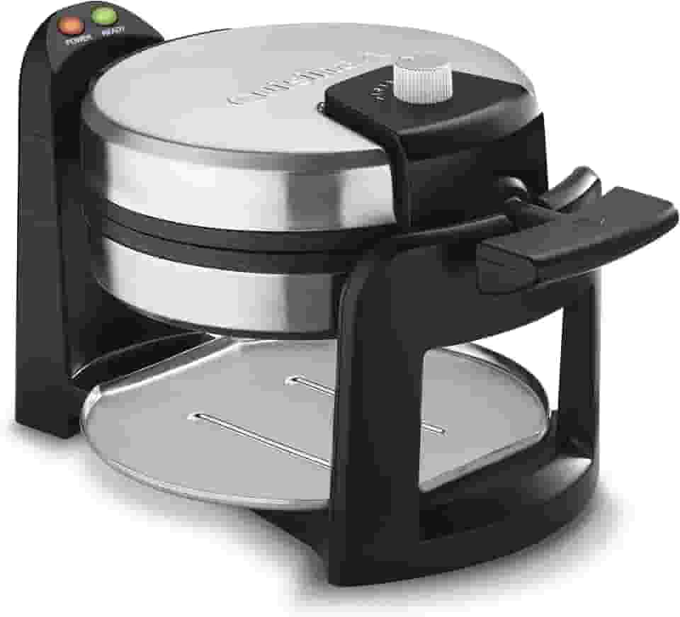 Cuisinart WAF-F30 Round Flip Belga Waffle Maker, Preto/Prata, 2,54 cm de espessura
