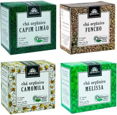Kampo De Ervas, Kit Chá Melissa Capim Funcho Camomila 10 sachês cada Kampo