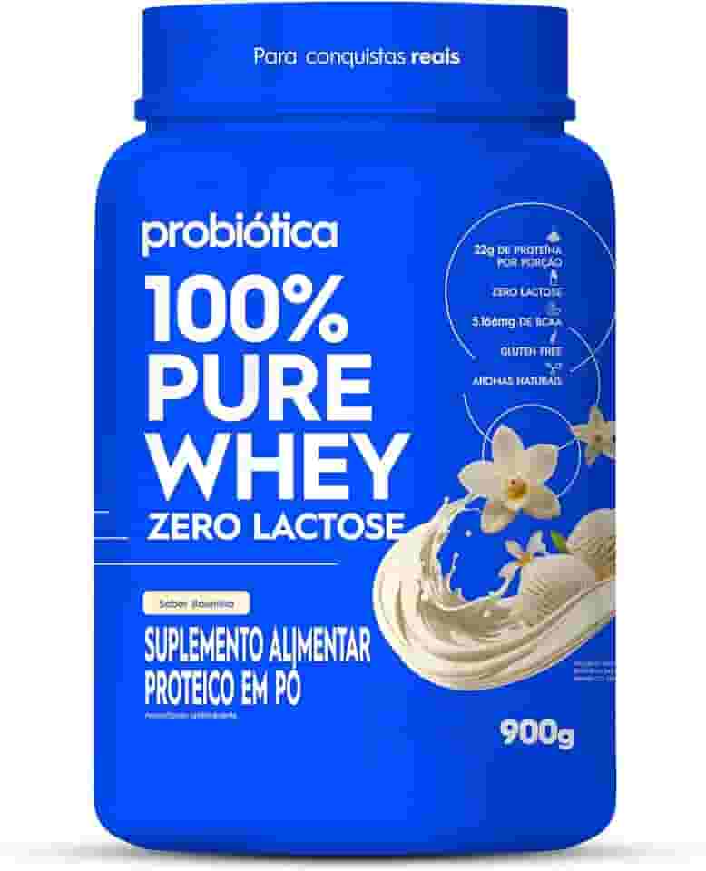 Probiótica 100% Pure Whey Zero Lactose - Sabor Baunilha Pote 900g