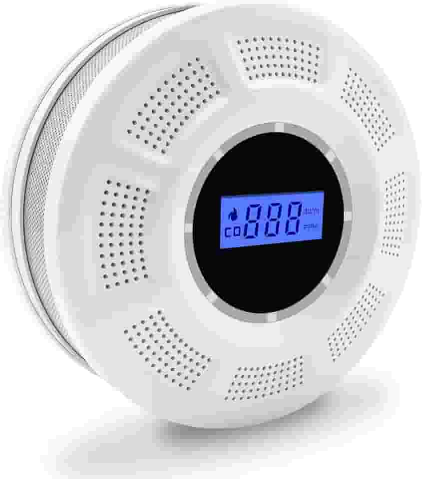 Scondaor Combo detector de fumaça e monóxido de carbono com visor LCD, alarme de fumaça de sensor duplo e detector co com indicadores LED e botão de teste/mudo, reparos de bateria AA