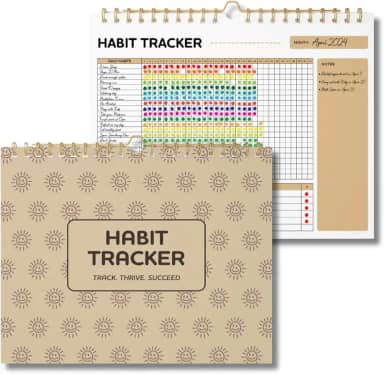 VEX ECOM LTD. Calendário Smiley Habit Tracker – Rastreador diário semanal de 12 meses sem data, objetivo motivacional e planejador para hábitos atômicos, diário de autocuidado com encadernação em