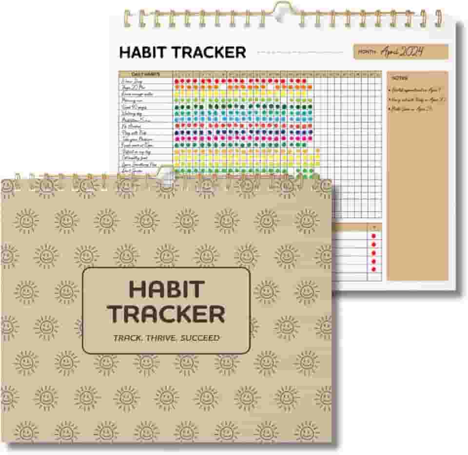 VEX ECOM LTD. Calendário Smiley Habit Tracker – Rastreador diário semanal de 12 meses sem data, objetivo motivacional e planejador para hábitos atômicos, diário de autocuidado com encadernação em