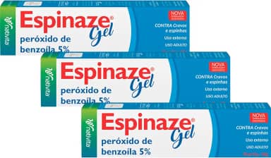 Kit 3 Espinaze Gel 20g Benzoíla 5% n Contra cravos e espinhas
