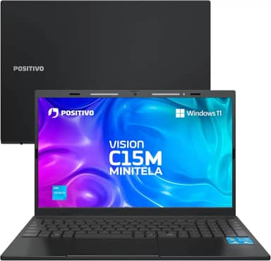 Notebook Positivo Vision C15M Intel Celeron N4500 Windows 11 Home 4GB RAM 128GB eMMC Tela 15' Full HD IPS Antirreflexo - Minitela e Tecla Copilot - Cinza