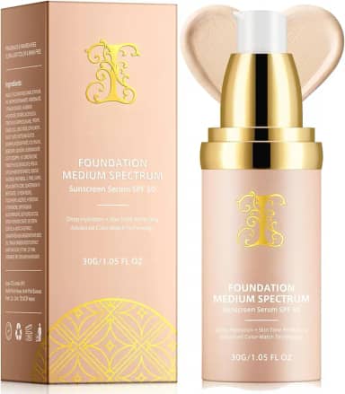 Base 4 em 1 que muda de cor – Sombra de espectro médio com FPS 50+ – Antienvelhecimento, hidratante, base de cobertura total, maquiagem líquida e corretivo – Ideal para esportes e dança – 1 peça (30