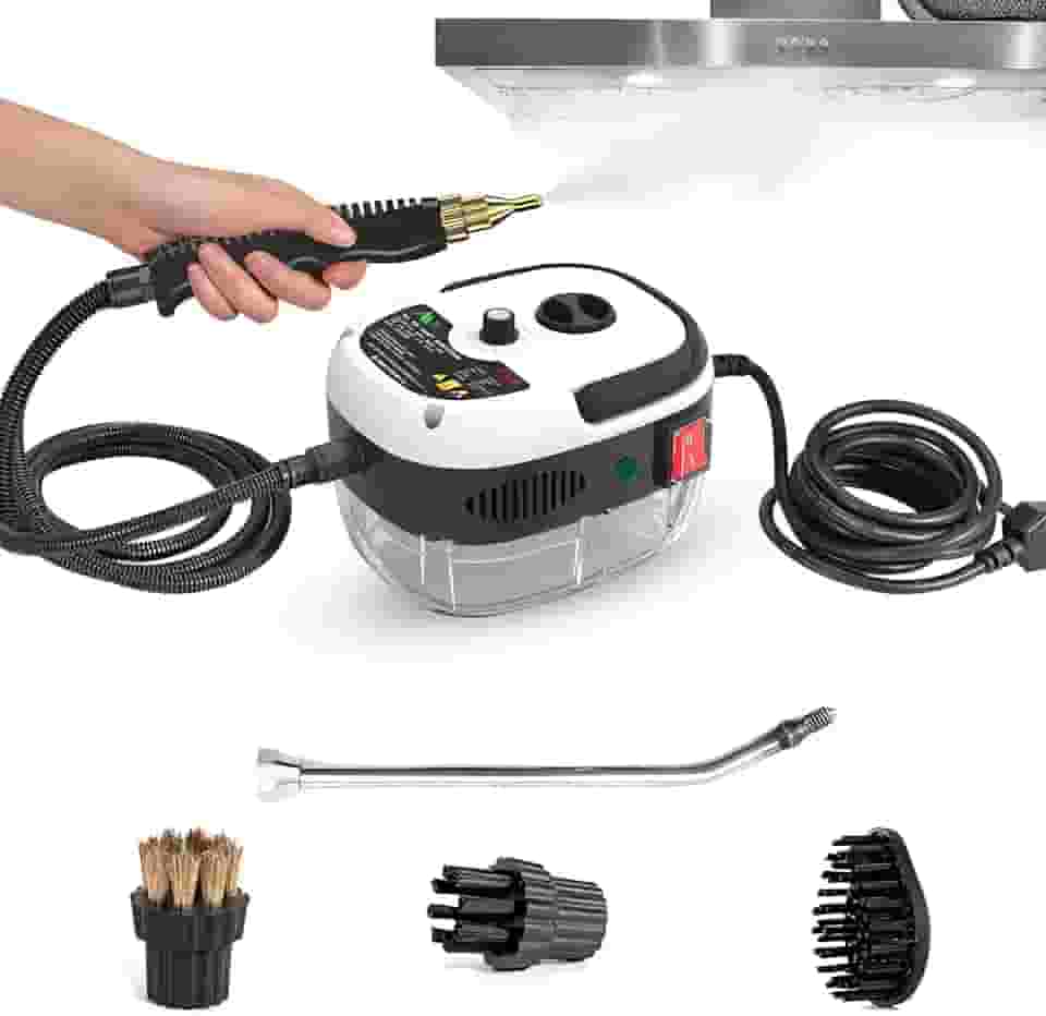 Máquina de Limpeza a Vapor 110V, Alta Temperatura 150°C, 5 Acessórios,Tanque 1L Limpador A Vapor De Alta Pressão,Limpador A Vapor Portátil 2500W Para Pisos,Carpetes,Sofás e Carros.