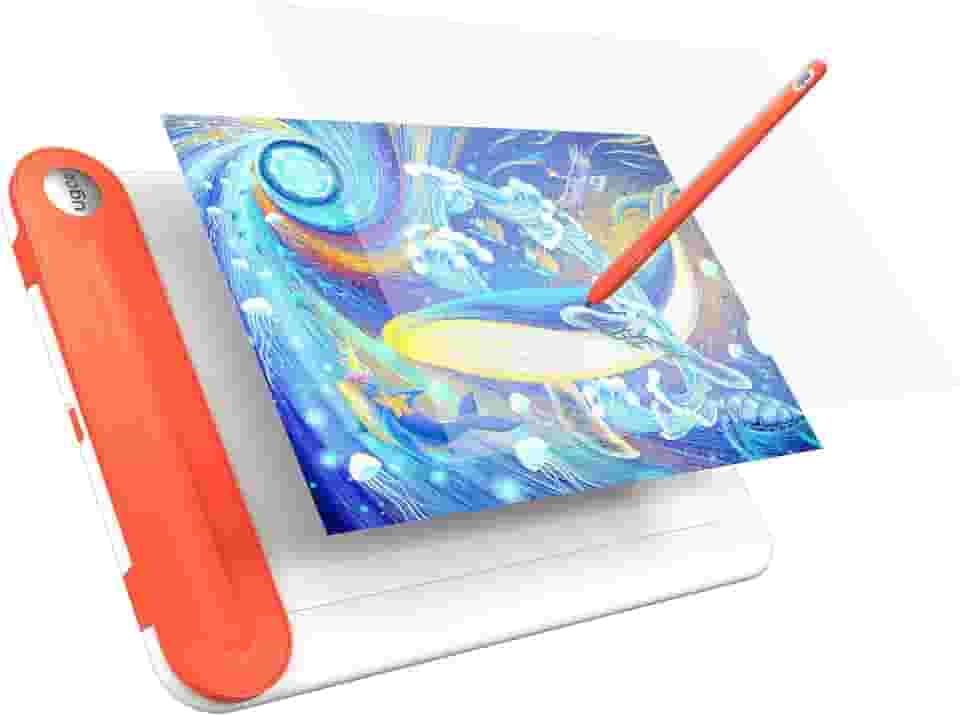 Tablet de desenho com Bluetooth 5.0, bloco de desenho UGEE Q8W com área de atividade grande de 20 cm, tablets de desenho digital com 8192 níveis de caneta sem bateria, suporte para