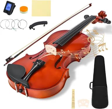 Violino Acústico 4/4 Tamanho Completo, Madeira Maciça, Maple, Coromandel, Madeira de Abeto, 23Inch