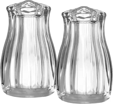 WOLFF - Conjunto 2 Peças Saleiro e Pimenteiro de Vidro com Tampa de Plástico Pétala