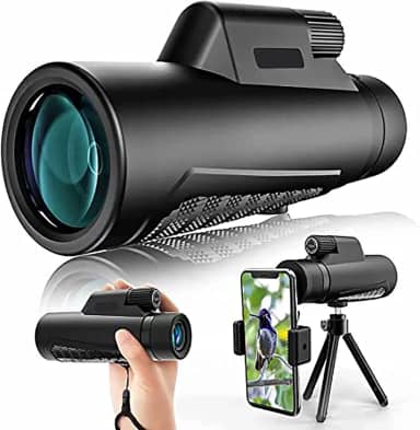 Monóculos 12X50 Monóculos profissionais à prova d'água HD com adaptador de telefone inteligente Monóculos claros BAK4 para observação de pássaros em esportes adultos