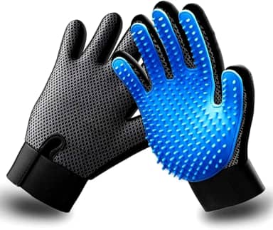 Luva Removedora de Pelos para Pets | Massageadora de Silicone para Cães e Gatos | Tecido Respirável com Velcro Ajustável | Reduz a Queda de Pelos (1)