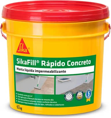 Sika - Impermeabilizante líquido - SikaFill Rápido Cinza Concreto – Borracha Liquida- Fácil de aplicar - Balde 15Kg